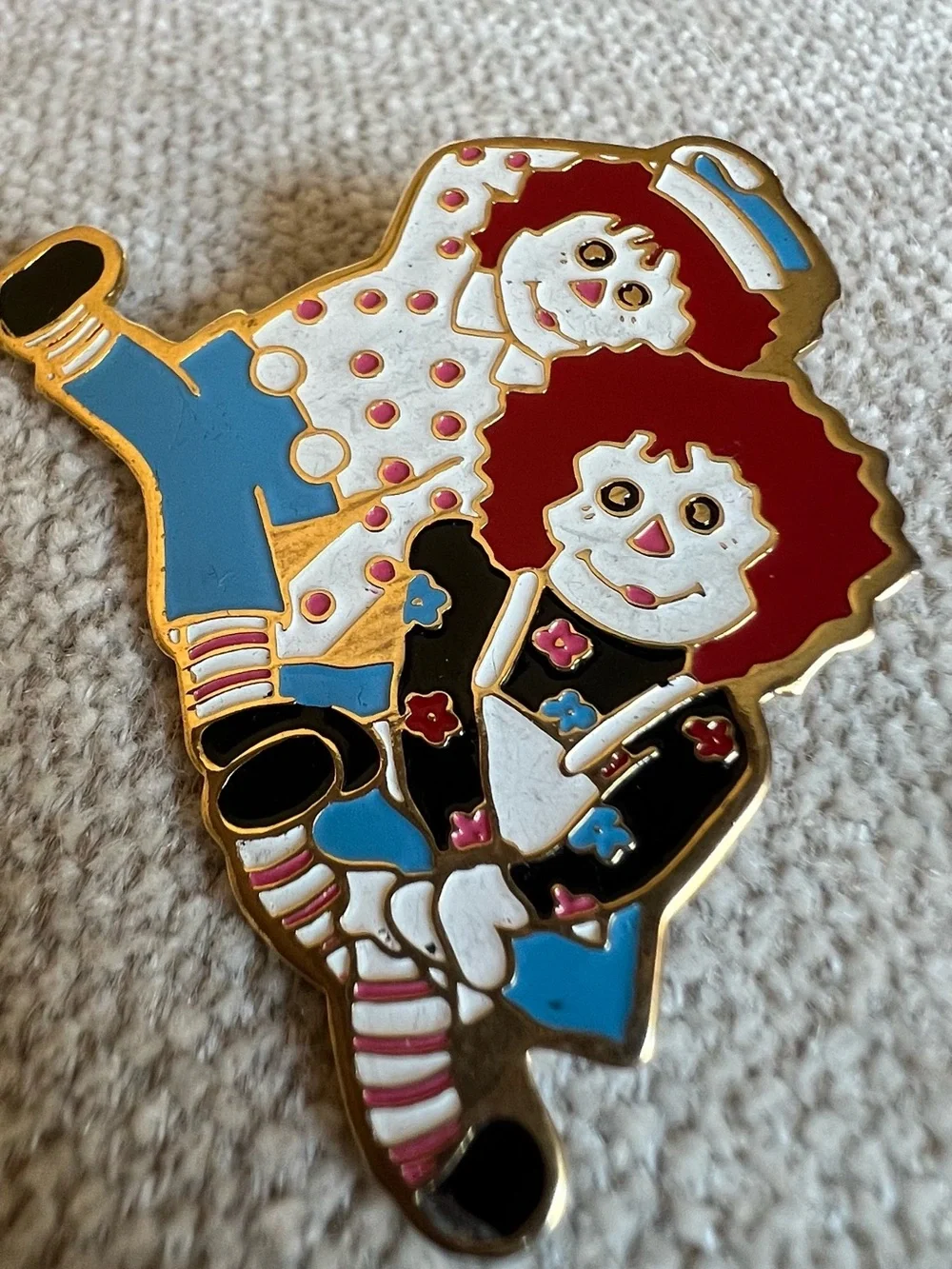 Vintage Raggedy Ann and Andy Doll Pin - Brooch